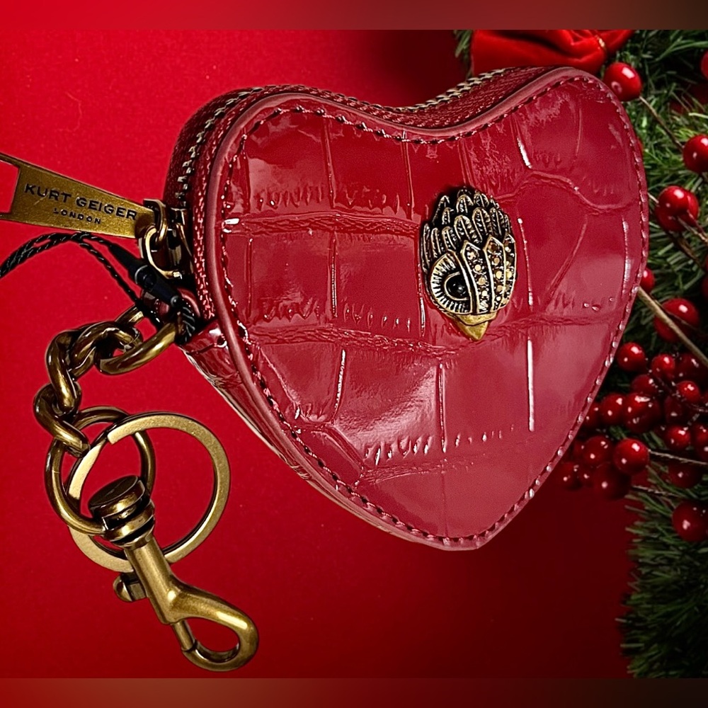Kurt Geiger NEW Leather Keychain/Zip-top Bag Charm NWT &Box hold Rx/cash/coins - Picture 3 of 13
